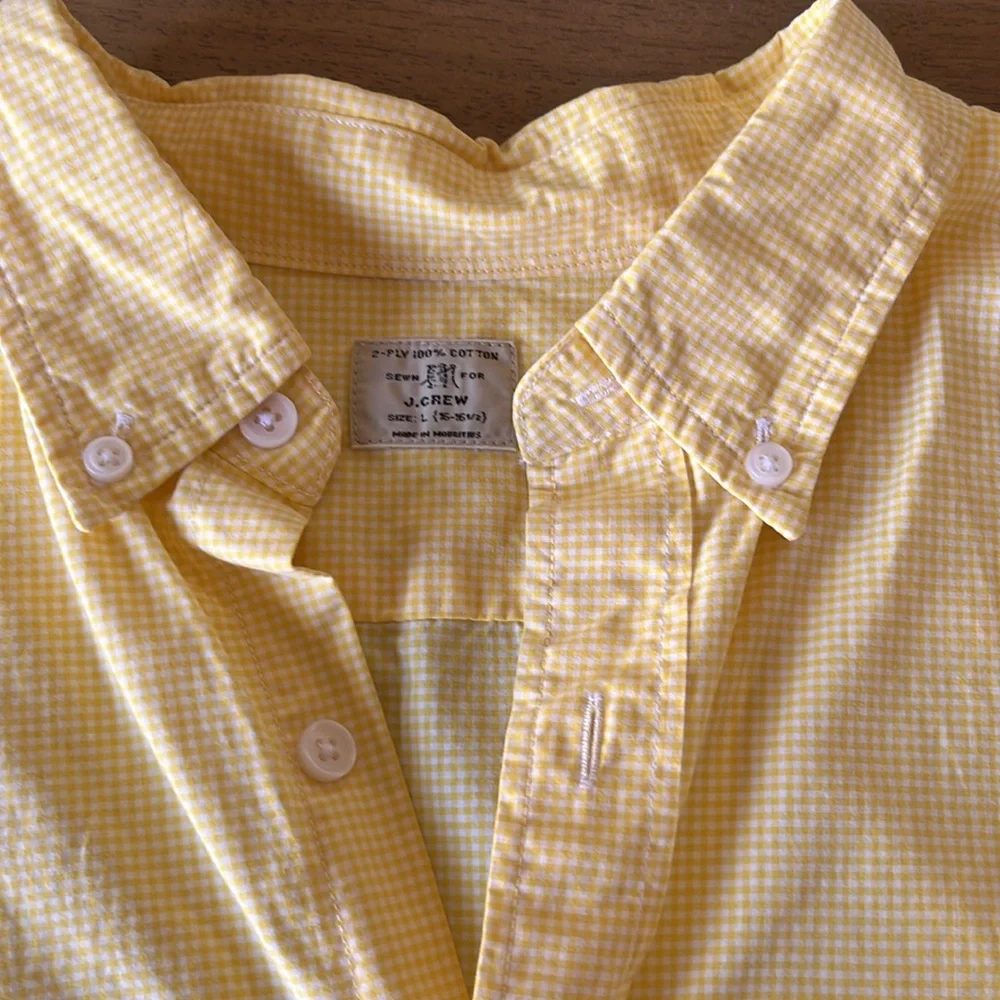 Men’s j.Crew, dress shirt, yellow and white, size large, neck 16-16.5